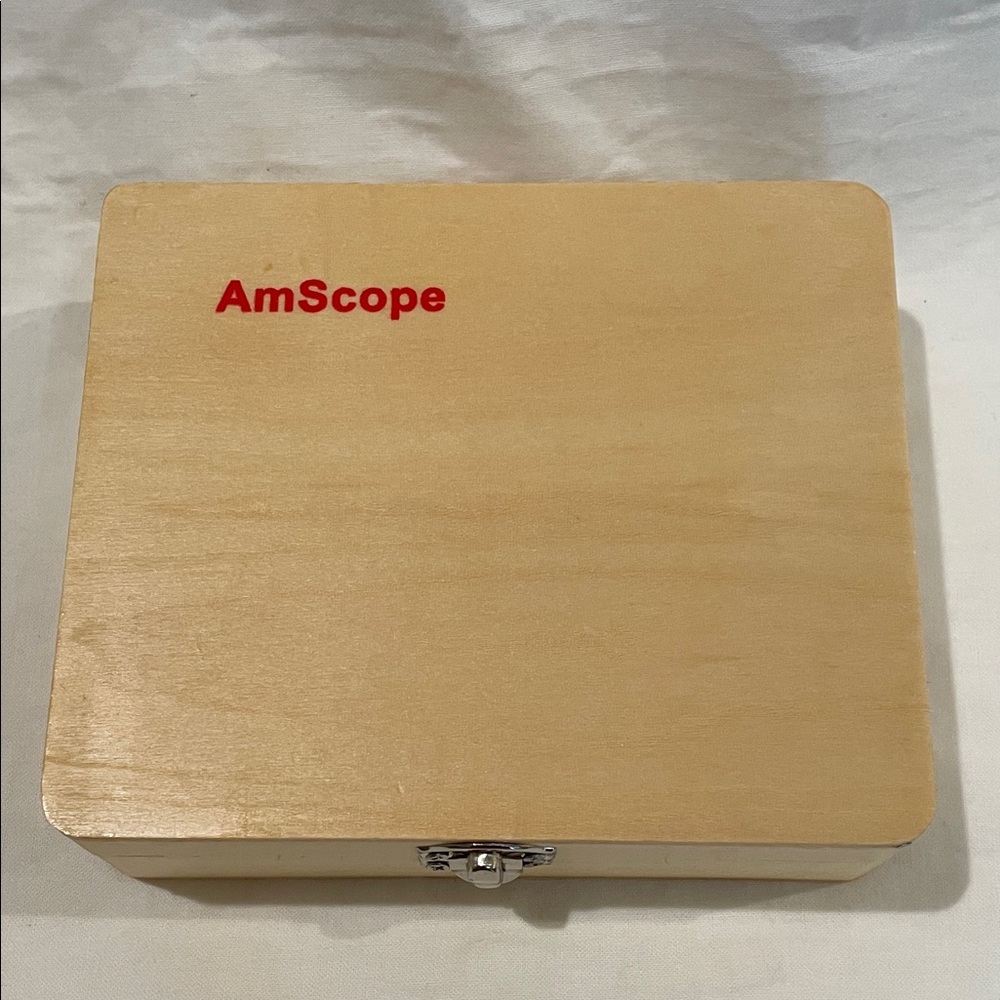 AmScope PS25 Biological Science microscope slides, 25 slides, wooden case - Picture 2 of 2